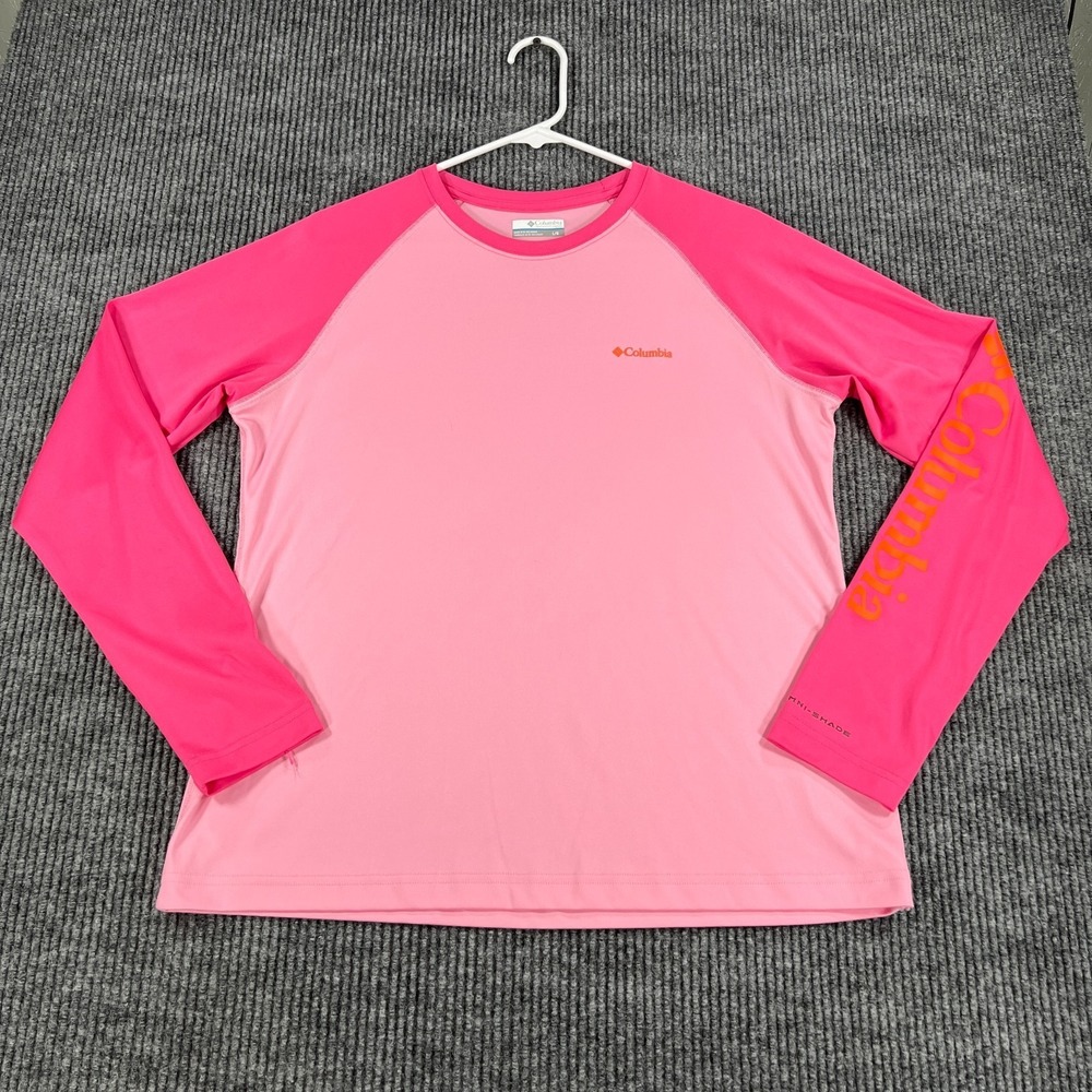 Columbia Shirt Womens Large Pink Long Sleeve‎ Outdoor Casual Hiking Fishing Camp